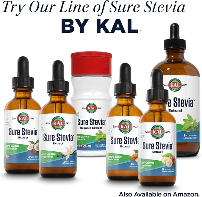 KAL Sure Stevia Plus Monk Fruit Sweetener - Great Tasting Zero Calorie Sugar Free Sweetener - Low Glycemic Perfect for a Keto Diet or Low Carb Diet 60-Day Guarantee 3.5oz 100 Single-Serve Packets
