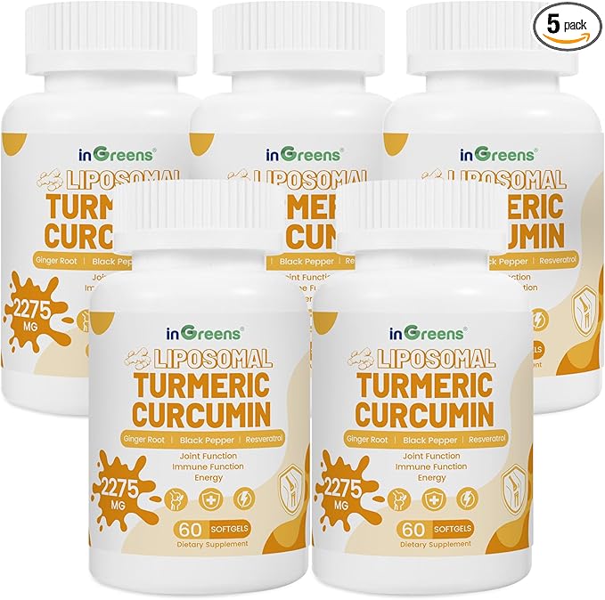Turmeric Supplement 2275mg 95% Curcumin Liposomal Curcumin for Best Absorption Curcumin Supplement for Joint Support Bottled in USA - 300 Softgels