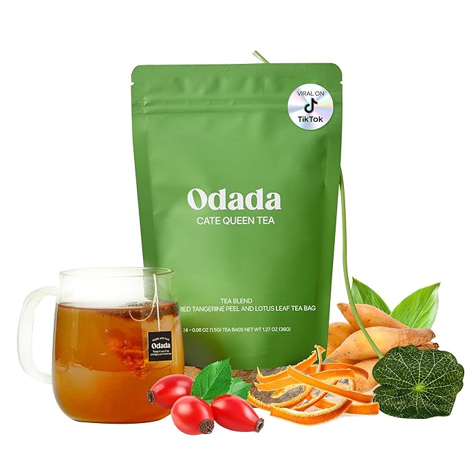 Odada CateQueen Herbal Tea – Natural Catechin Antioxidant &amp Digestive Support from Lotus Leaf Feel Light Calm and Revived Caffeine-Free Korean Wellness Blend (24 Tea Bags)