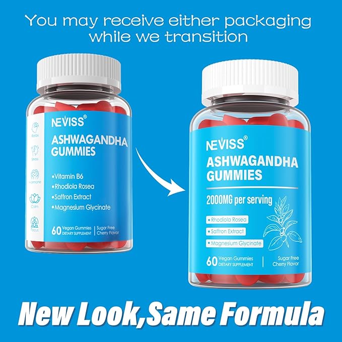 Ashwagandha Gummies Magnesium Glycinate Gummies 2000mg for Adults Vitamin B6 Zinc Rhodiola Rosea Lemon Balm Relaxation Support Natural Zzz Brain Muscle Stamina Energy Sugar Free