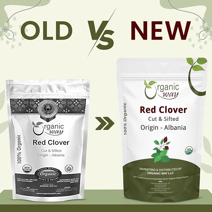 Organic Way Red Clover Flower Cut &amp Sifted (Trifolium Pratense) Herbal Tea | European Wild-Harvest | Organic &amp Kosher Certified | USDA Certified | Origin - Albania (1/2LBS | 8Oz)