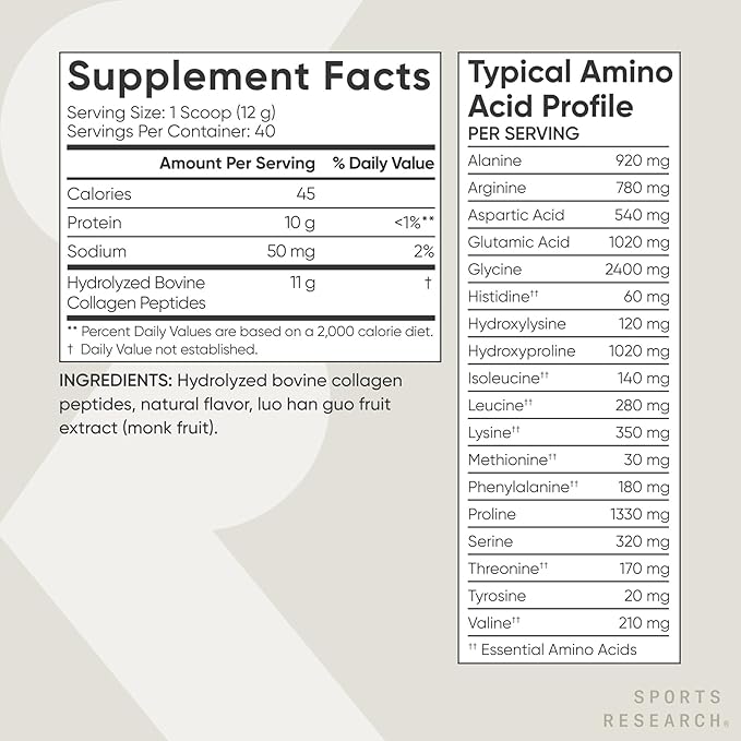 Sports Research® Skin Joint and Bones Pack - Vanilla Collagen Peptides Triple Strength Omega-3 Fish Oil Supplement and Vitamin D3 5000iu &amp Mk7 Vitamin K2 with Coconut MCT Oil