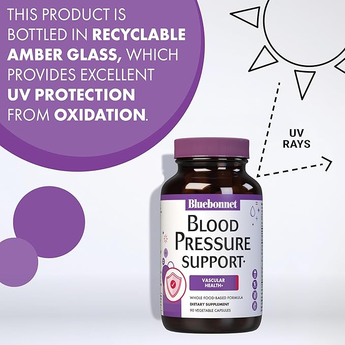 Bluebonnet Nutrition Blood Pressure Support Vascular Health* Non-GMO Vegan Gluten-Free Soy-Free Dairy-Free- 60 Vegetable Capsules 30 Servings