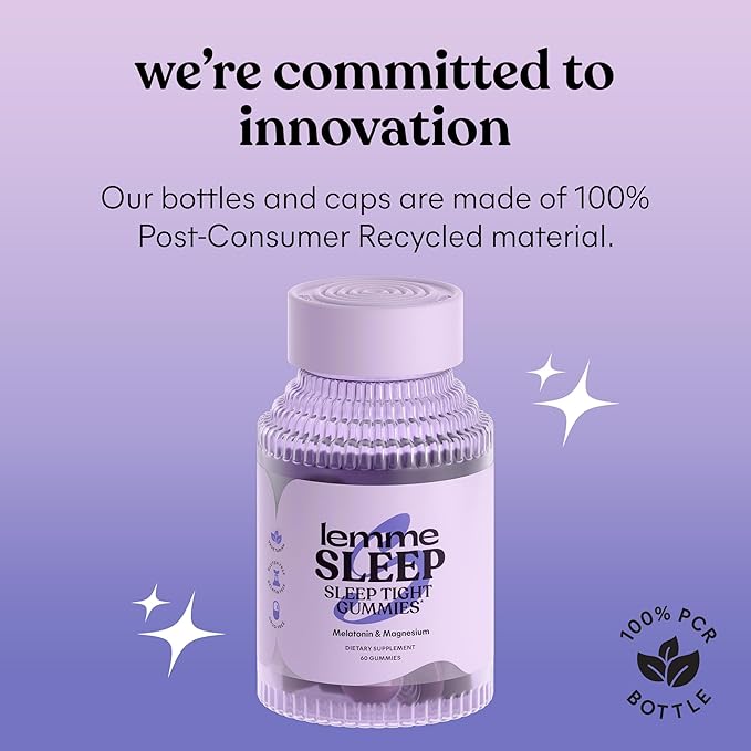 Lemme Sleep Gummies with 5mg Melatonin Elderberry Magnesium L-Theanine Chamomile and Lavender Drug-Free Nighttime Sleep Aid Gluten Free Gelatin Free Non GMO Berry Flavored (60 Count)