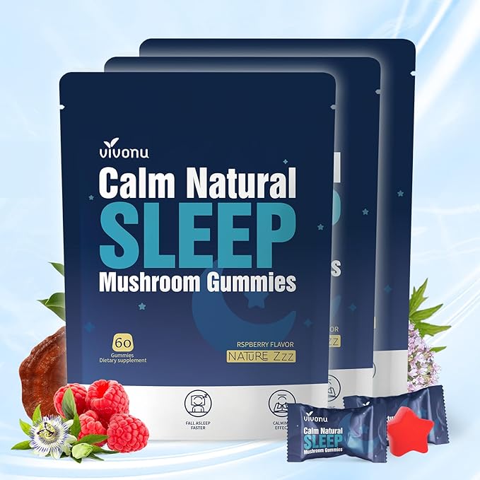 Sleep Gummies for Adults with L-Theanine Magnesium Reishi MushroomValerian Root Passionflower | Non-Habit Forming Sleep Aid | Non-GMO Sleep Gummies Melatonin Free | Raspberry Flavor (180pcs)