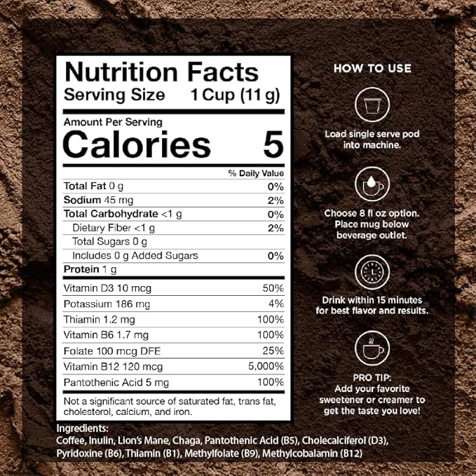 VitaCup Focus &amp Slim Coffee Pods Boost Focus &amp Immunity w/Lions Mane Chaga B Vitamins D3 16CT | Boost Diet &amp Metabolism with Ginseng Garcinia B Vitamins 16ct