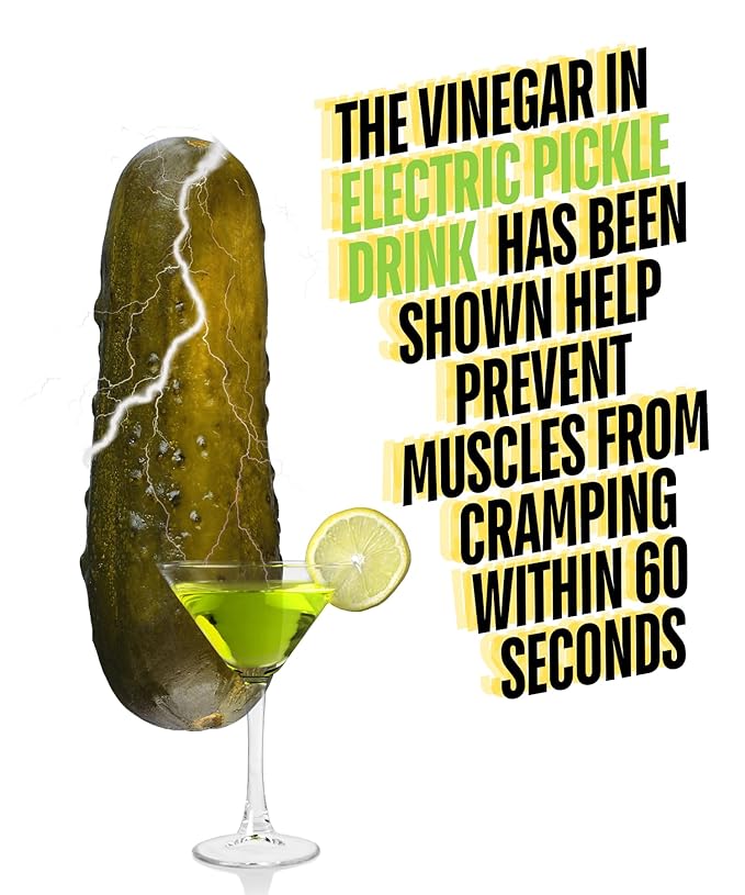 Electric Pickle Drink Hydration – Relieves Muscle Cramps – Designed for Day &amp Night Leg + Menstrual Cramp Relief – Made with Natural Ingredients. Sugar Free Electrolytes – Pops Shots – Sports Dri