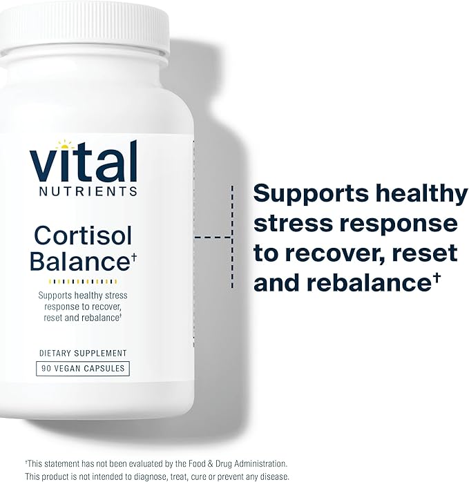 Vital Nutrients Cortisol Balance - Vegan Stress Relief Supplement - Cortisol Manager Supports Energy &amp Stress Levels - Ashwagandha &amp Magnesium for Relaxation - Gluten Dairy Soy Free - 90 Cap