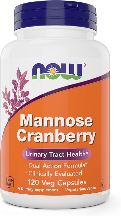 NOW Foods Mannose Cranberry 120 Capsules (Pack of 2) - with PAC - 450mg dMannose 250mg Whole Cranberry - Urinary Tract Health* - Vegan Friendly Supplement Non-GMO
