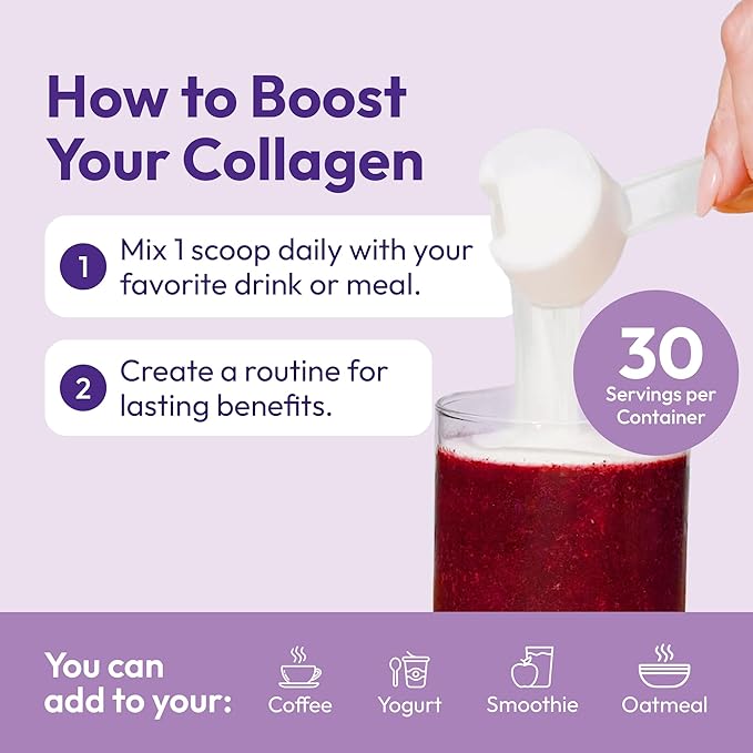 VERISOL® Hydrolyzed Collagen Peptides Type I &amp III with Vitamin C Hyaluronic Acid Biotin Q-ACTIN® | Unflavored Powder for Smooth Skin Thick Hair Strong Nails &amp Joint Health | 30 Servings