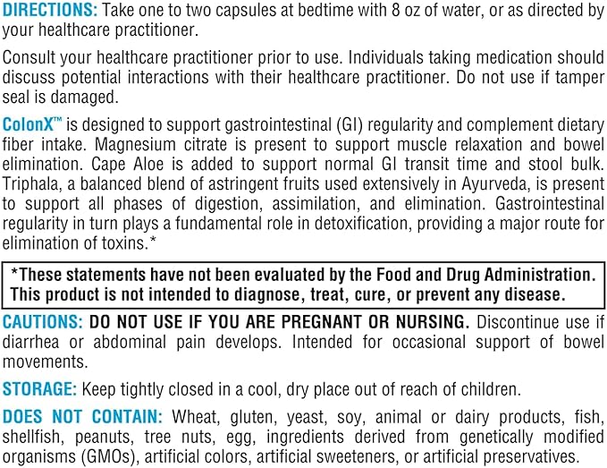 XYMOGEN ColonX - Supports GI Motility Stool Bulk Digestion Assimilation and Elimination - Triphala Supplement with Magnesium Citrate Cape Aloe (60 Capsules)