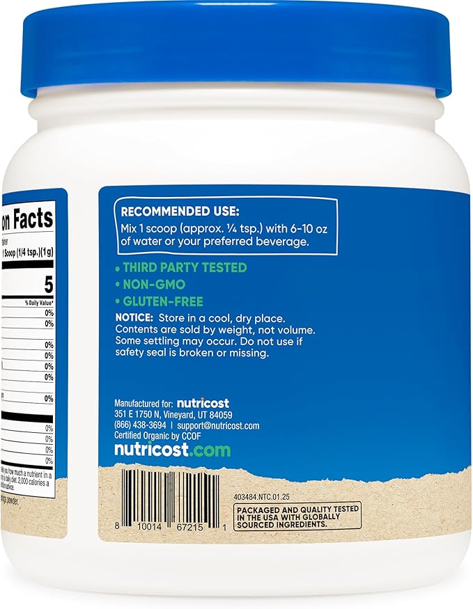 Nutricost Organic Moringa Powder 1LB (16oz) - Gluten Free Non-GMO Vegetarian Friendly