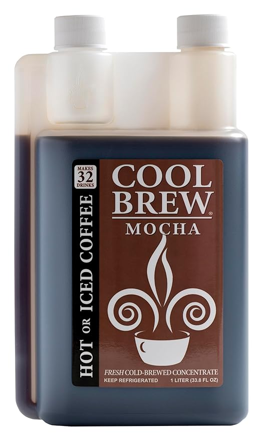 CoolBrew Mocha 6 Pack - 32 DRINKS PER BOTTLE - Fresh Cold Brew Liquid Concentrate - For Iced or Hot Coffee Unsweetened No Preservatives
