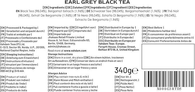 VAHDAM Earl Grey Tea Loose Leaf 170+ Cups (340g/12oz) Citrusy &amp Delicious Black Tea blended with 100% Natural Oil of Bergamot | Brew Hot/Iced Tea