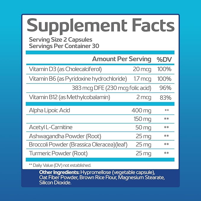 Non-GMO Advanced Nerve Support Supplement with Vitamin D3 and Alpha Lipoic Acid for Nerve Protection and Restoration - Made in The USA - 120-Day Supply 4 Bottles