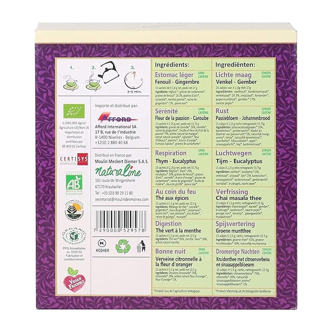 Adanim Bio A Drop of Vitality Organic Tea Sampler Variety Pack Gift Box Assorted Flavors of Green &amp Herbal Tea Gift Set Assortment 6 Flavors 90 Individually Wrapped Tea Bags Kosher Holiday Gifts