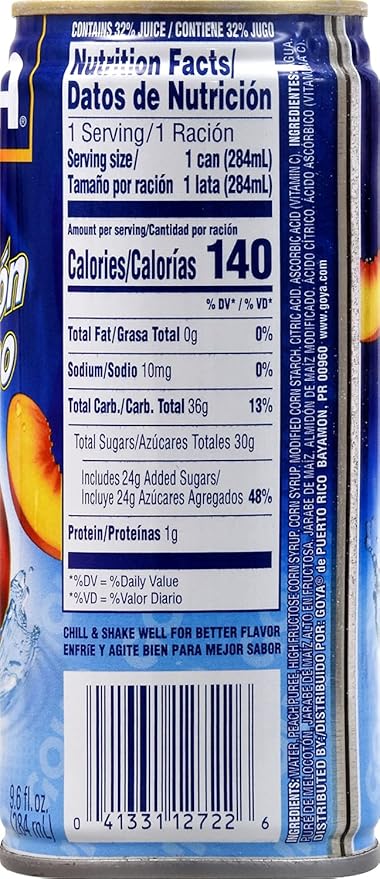 Goya Foods Peach Nectar 9.6 Fl Oz (Pack of 24)
