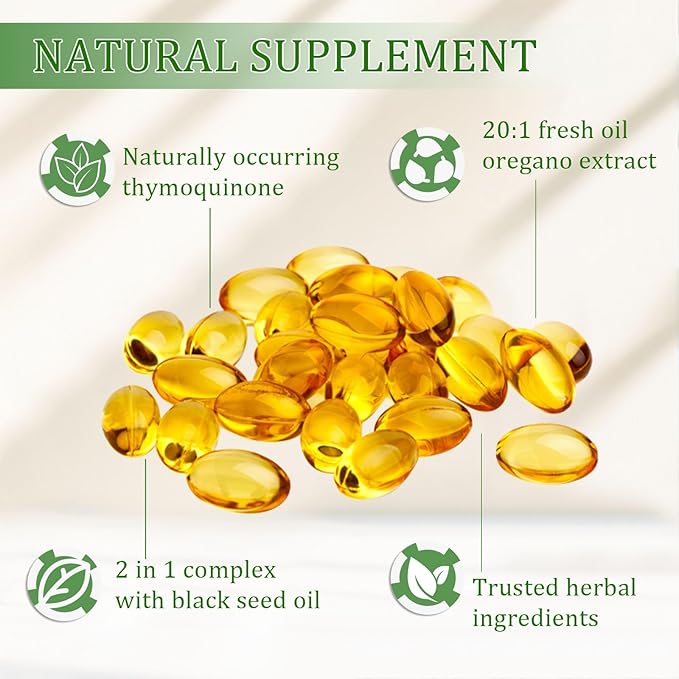 Ovela Oil of Oregano with Black Seed Oil Oil of Oregano Softgels 6000mg Pure &amp Natural Supplement Immune Support | Improving Gut Health | Boosts Energy Non-GMO Gluten Free (1)
