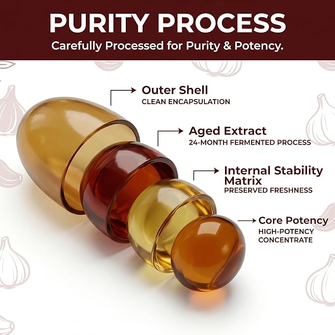 ELARE Aged Garlic Extract - 7500mg Odorless Softgels 300 Organic Garlic Softgels 2-Year Matured Antioxidant Formula Vegetarian Non-GMO All-Natural (1)