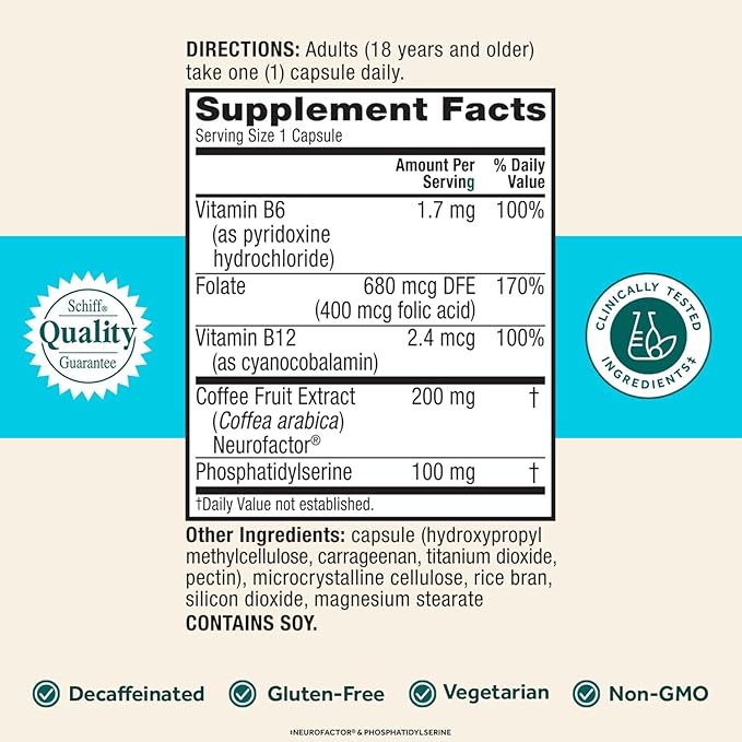 NEURIVA Plus Brain Supplement for Memory Focus &amp Concentration + Cognitive Function with Clinically Tested Nootropics Phosphatidylserine and Neurofactor VIT B6 &amp B12 30 Count Capsules (2 Pa