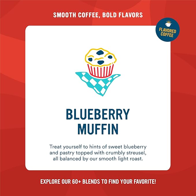 Cameron's Coffee Blueberry Muffin Flavored Ground Coffee Light Roast 100% Arabica 12-Ounce Bag (Pack of 6)