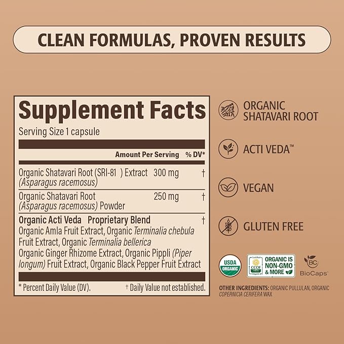 SRI-81™ Shatavari Vegan Capsules for Women Asparagus racemosus Root Extract with Acti Veda™ (30 Servings)
