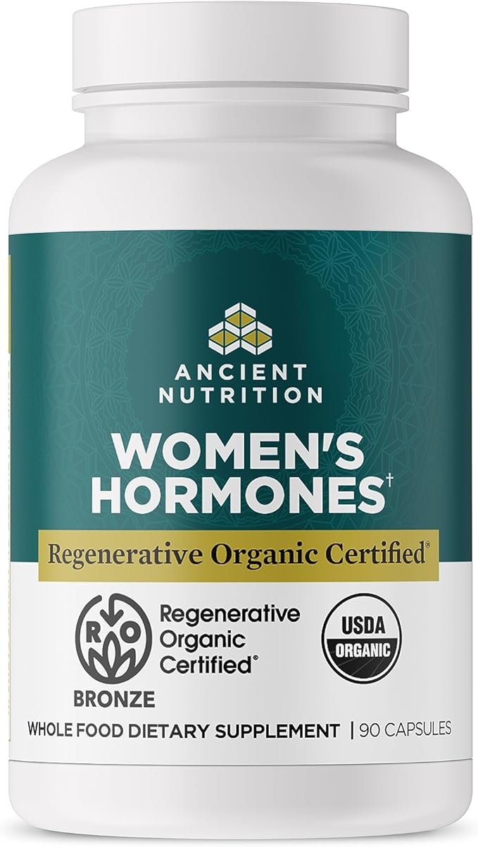 Ancient Nutrition Regenerative Organic Certified Women's Hormones Capsules Supports Women’s Hormone Health Healthy Digestion and Gut Microflora Gluten Free Paleo and Keto Friendly 90 Count