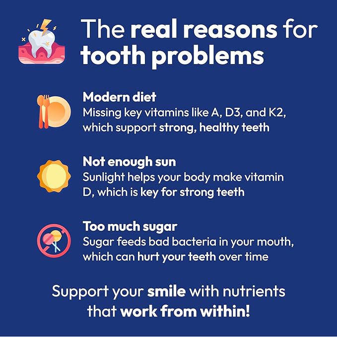 Tooth Restore for Adults with Remineralizing Gum Support 180 Capsules Made in USA - Teeth Vitamins for Strong Teeth Bone Health Supplement Calcium Vitamin D3 Hydroxyapatite Enamel Repair