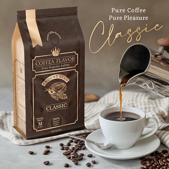 Ground Coffee – Freshly Roasted Smooth and Rich 100% Arabica Single Origin Medium Roast USDA Certified Organic – by Coffea Flavor