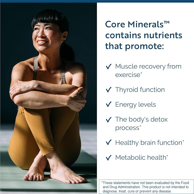 Researched Nutritionals Core Minerals - Daily Trace Minerals Supplement - Iron-Free Blend with Vitamin D3 Magnesium Glycinate &amp Iodine for Thyroid Bone &amp Metabolic Support (120 ct)