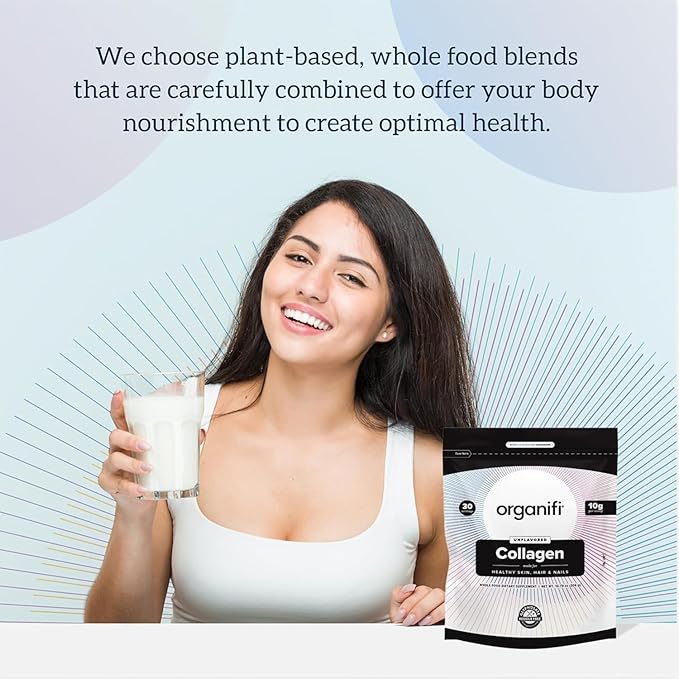 Organifi Collagen Powder - Fuller Hair Stronger Nails and Radiant Skin - Replenish and Rebuild Your Body - Gluten-Free Dairy-Free and Soy-Free Hydrolyzed Multi Collagen Peptides 30 Servings