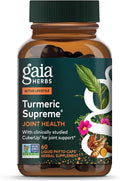 Gaia Herbs Turmeric Supreme Joint Health - Joint Support Supplement with Quercetin Black Pepper Boswellia Ginger Root Curcuminoids &amp More* - 60 Liquid Phyto-Caps (30 Servings)