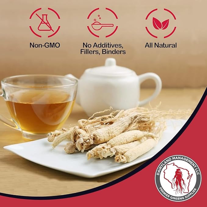 Dairyland American Ginseng Roots 西洋参 - 4 oz Pack of Wisconsin Ginseng Root - Authentic American Ginseng - Non-GMO Gluten Free Whole Ginseng - Use This Herbal Supplement in Soup Tea Congee