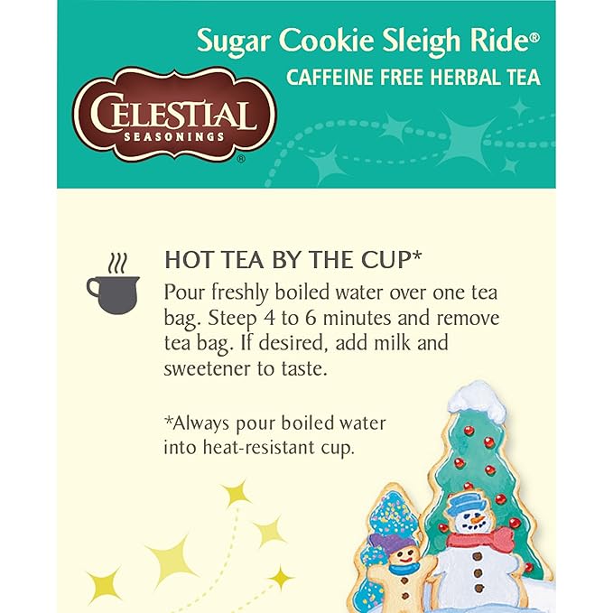 Celestial Seasonings Herbal Tea Sugar Cookie Sleigh Ride 18 Count (Pack of 6)