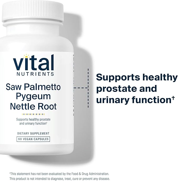 Vital Nutrients Saw Palmetto with Pygeum &amp Nettle Root - Vegan Saw Palmetto for Men Supports Healthy Prostate Function* - Gluten Dairy Soy Free - 120 Capsules