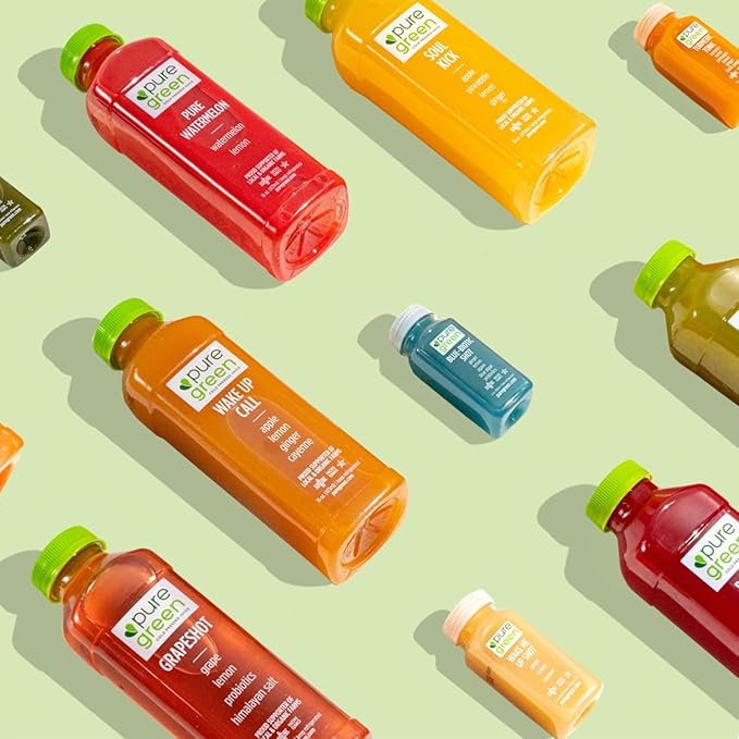 Pure Green Cold Pressed Shots - Immunity Shot - Fresh Functional Blend with Ginger &amp Lemon - Natural Gluten Free Non-GMO No Artificial Colors or Flavors - Made from Real Fruits &amp Veggies