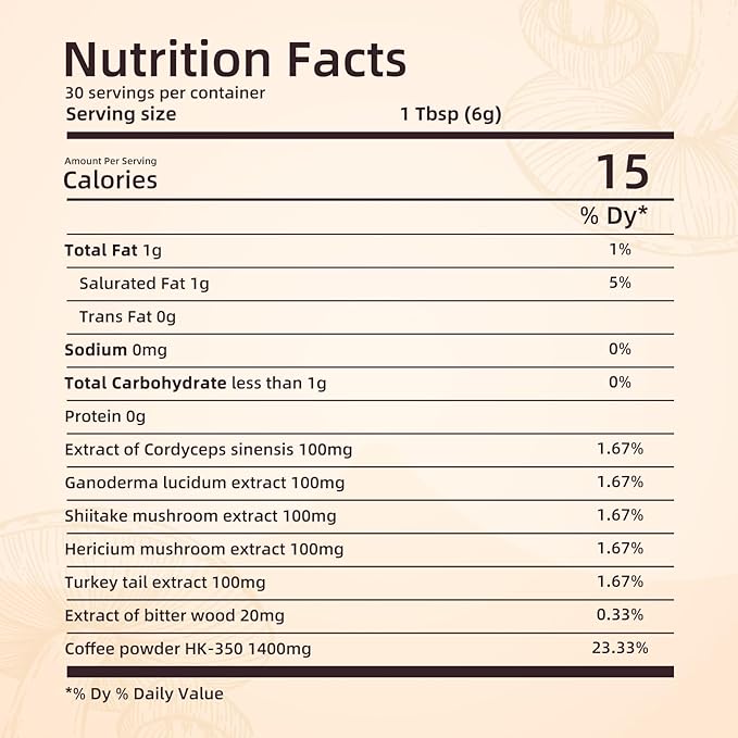 Instant Mushroom Coffee with Lions Mane Turkey Tail 6 Adaptogenic Mushrooms – Mushroom Supplement &amp Powder for Energy Focus Digestion &amp Immunity – 30 Servings