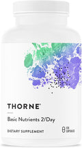 THORNE - Basic Nutrients 2/Day - Comprehensive Daily Multi-Vitamin with Optimal Bioavailability - Vitamin &amp Mineral Formula - Third-Party Certified - Gluten Dairy &amp Soy-Free - 120 Capsules
