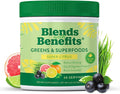 360 Nutrition Blends with Benefits Super Greens Powder w/Probiotics Digestive Enzymes Sugar &amp Gluten Free Plant Based Superfood Drink Mix for Gut Health Bloating Immunity Overall Health 6.3