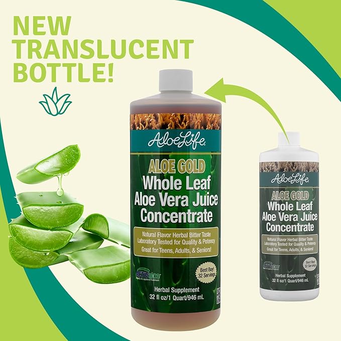 Aloe Life - Whole Leaf Aloe Vera Juice Certified Organic Gluten-Free (Aloe Gold 32 oz)