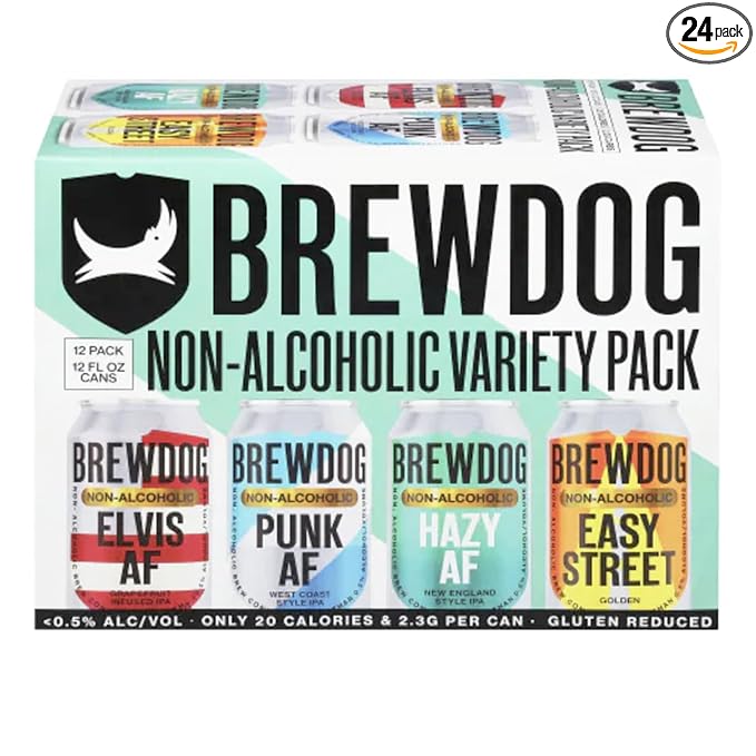 BrewDog 24 Mixed Pack Non-Alcoholic Pack | Includes Easy Street Elvis Hazy &amp Punk | 12oz Cans