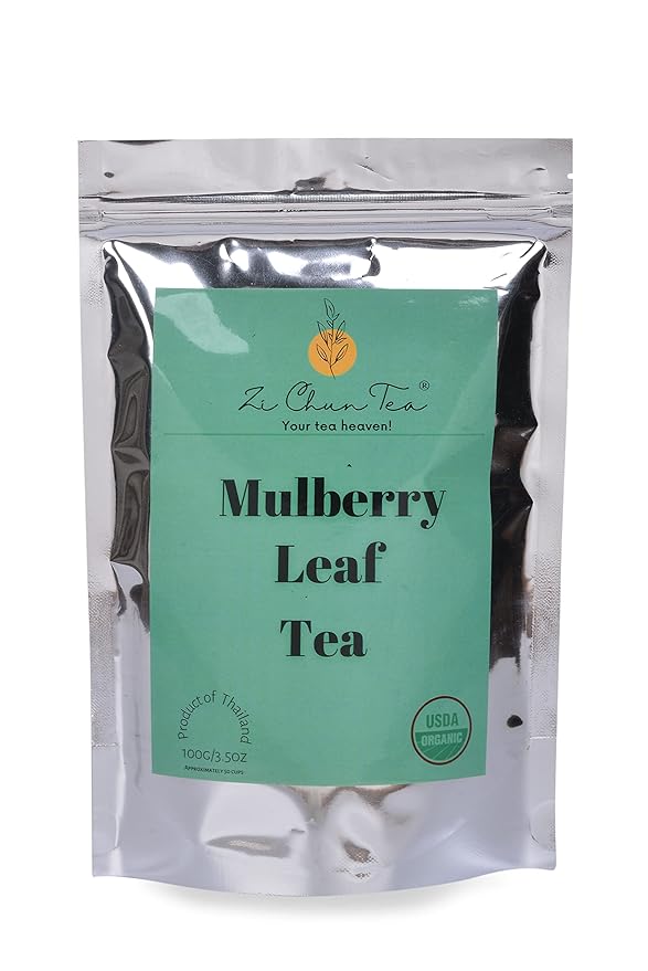 Zi Chun Tea | Organic White Mulberry Leaf Tea Morus alba | Premium Loose Leaf Herbal Tea Whole Mulberry Leaves Naturally Caffeine-Free Herb Hoja de Morera – 3.5 oz