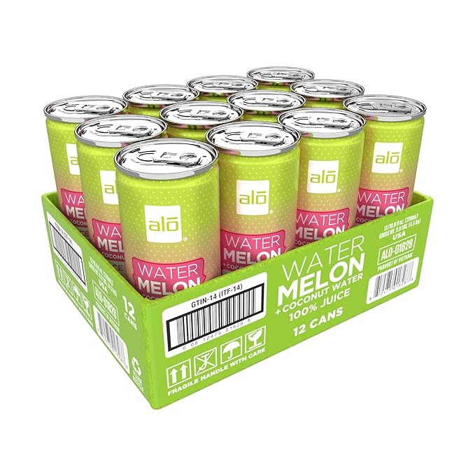 ALO Slim Can Juice | 80% Watermelon Juice + 20% Coconut Water | Plant-Based Beverage | Not from Concentrate | 10.8oz Cans (Pack of 12)
