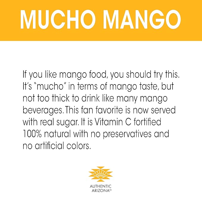 AriZona Mucho Mango Fruit Juice Cocktail 20 Fl Oz (Pack of 12)