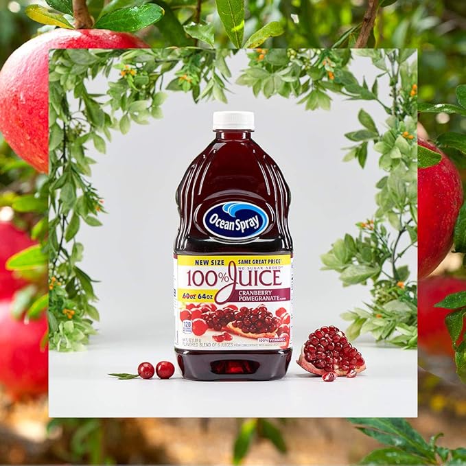 Ocean Spray® 100% Juice Cranberry Pomegranate Juice Blend 64 Fl Oz Bottle (Pack of 8)