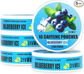 LyvWel 72mg Caffeine Energy Pouches – Blueberry Ice – Frosted Berry Energy with Guarana – 5-Pack (80 Total Pouches)