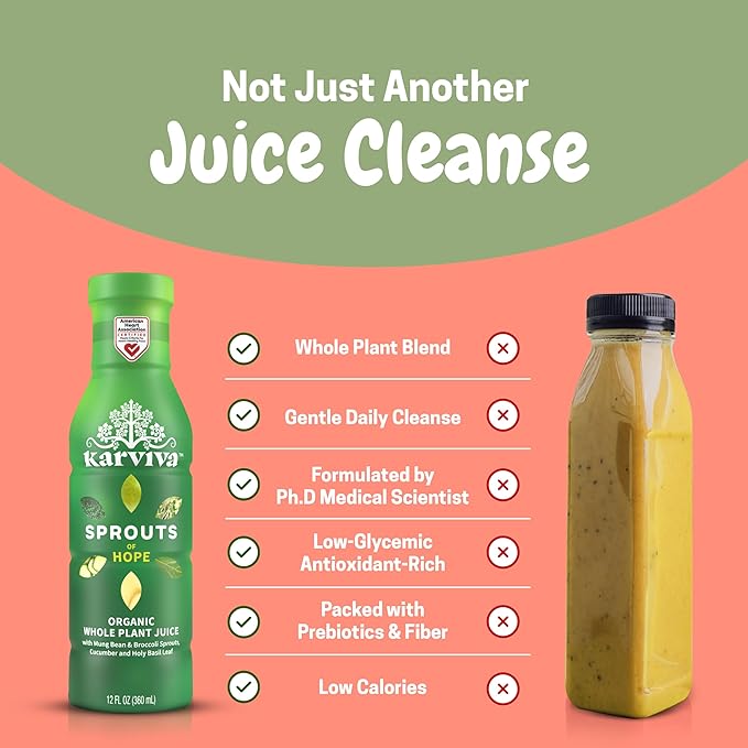 Organic Juice Cleanse Detox Reset Bundle – Anicent Metabolism Booster &amp Weight Control Sprout Juices with Marine Collagen Skin Glow&ampImmunity Boost | Non-GMO BPA-Free 18 bottles