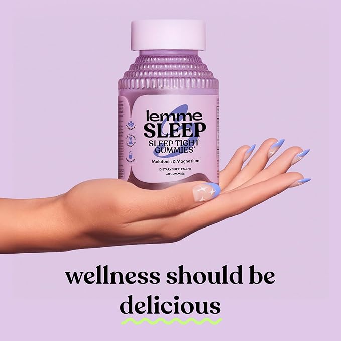 Lemme Sleep Gummies with 5mg Melatonin Elderberry Magnesium L-Theanine Chamomile and Lavender Drug-Free Nighttime Sleep Aid Gluten Free Gelatin Free Non GMO Berry Flavored (60 Count)