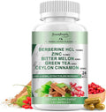 GREENPEOPLE Berberine Supplement with Ceylon Cinnamon - 120 Count Berberine 1500mg Activates AMPK &amp GLP-1 Berberina HCL with Bitter Melon &amp Natural Herbs for Immune Support/Energy