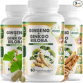 GreeNatr Ginko Biloba &amp Panax Ginseng Supplement - Red Ginseng Brain Supplement for Memory and Focus - Ginkgo Biloba Supplements for Good Vision Immune System and Improved Blood Flow - 3 Bottles